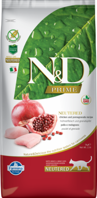 Сухие корма FARMINA для кастрированных котов, курица с гранатом, беззерновой (300 г)