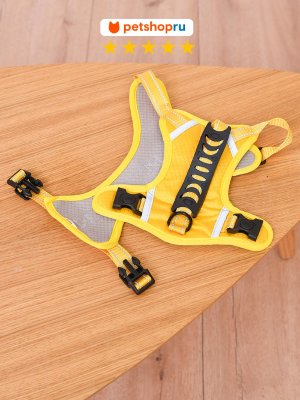 Собаки PETSHOP Шлейка для собак регулируемая с ручкой "Анатомик", желтая, L (L)