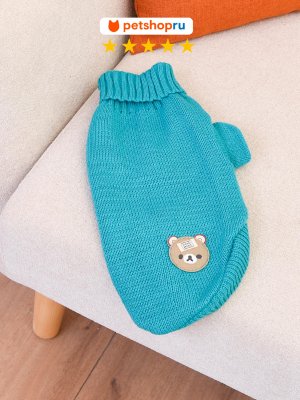 Кошки PETSHOP Свитер для кошек и собак, "Мишка", изумрудный, M (M)