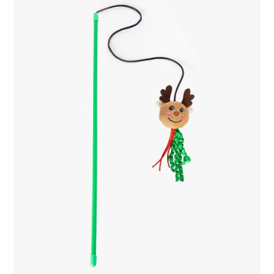 Игрушка для кошек Mr.Kranch дразнилка Олень плюшевая с кошачьей мятой 46см зелёная