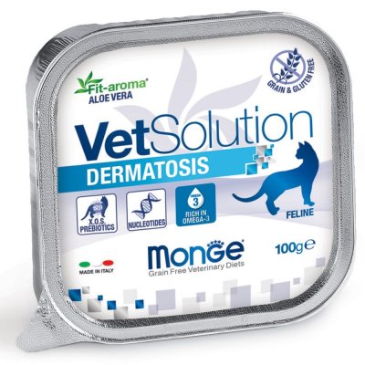 Monge VetSolution Cat Dermatosis Влажный корм (консервы) для кошек при заболеваниях кожи, со вкусом свинина, 100 гр.