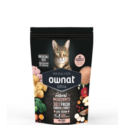 Ownat Ultra Mature Сухой корм для взрослых кошек старше 7 лет, с курицей и индейкой, 400 гр.