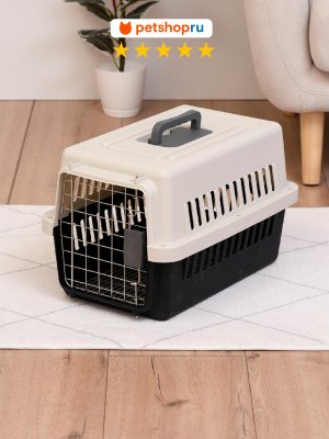 Кошки PETSHOP Переноска для кошек и собак пластиковая "Грейгард", серая, 46*30*31 см (46*30*31 см)
