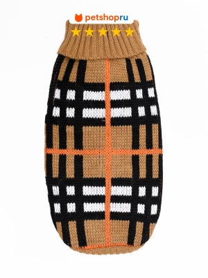 Кошки PETSHOP Свитер для кошек и собак в клетку "Барбери", коричневый, L (L)