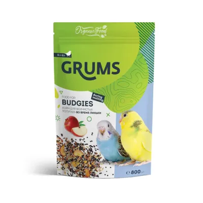 GRUMS Корм для волнистых попугаев во время линьки, 800 гр.