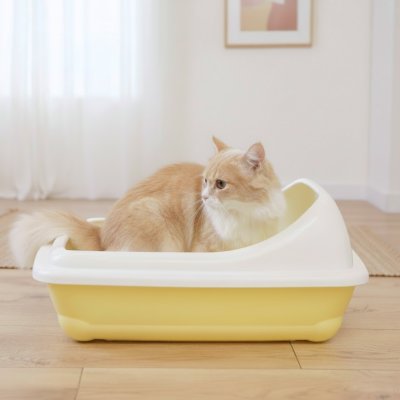 MP Bergamo Туалет средний с бортиком для кошек, 45х35х10 см, желтый