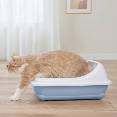 MP Bergamo Туалет средний с бортиком для кошек, 45х35х10 см, голубой