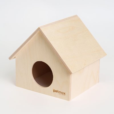 Petmax Домик деревянный для грызунов, 17х13х17 см