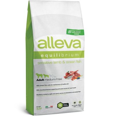 Корм для собак Alleva Equilibrium Sensitive для средних и крупных пород, ягненок,океан.рыба сух.12кг