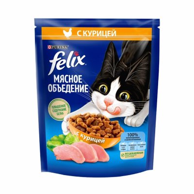 Сухие корма Felix Сухой корм для кошек "Мясное объедение" с курицей (12455366) (1.3 кг)