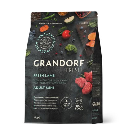 Grandorf Fresh Adult Mini Сухой корм для собак мелких пород, с ягненком и бататом, 3 кг