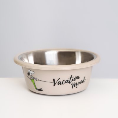 Petmax Миска для кошек и собак Vacation Mood, 400 мл, 13х5,5 см, бежевая