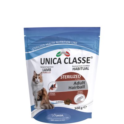 UNICA Classe Adult Sterilized Luxury Hairball Сухой корм для стерилизованных кошек, с ягненком, 300 гр.