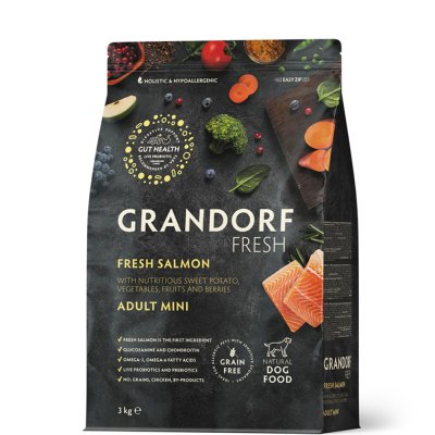 Grandorf Fresh Adult Mini Сухой корм для собак мелких пород, с лососем и бататом, 3 кг