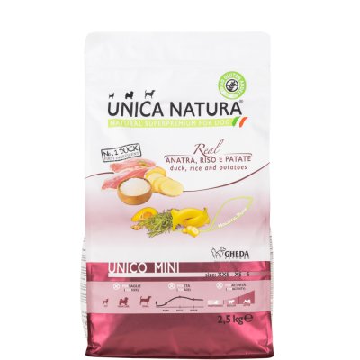 UNICA Natura Mini Сухой корм для собак мелких пород, с уткой, рисом и картофелем, 2,5 кг