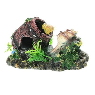 Aquafantasy Декор для аквариумов Бочка с ракушкой, 14x6,5x8 см