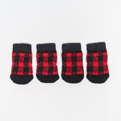 Petmax Носки в клетку для собак, S, красно-черные