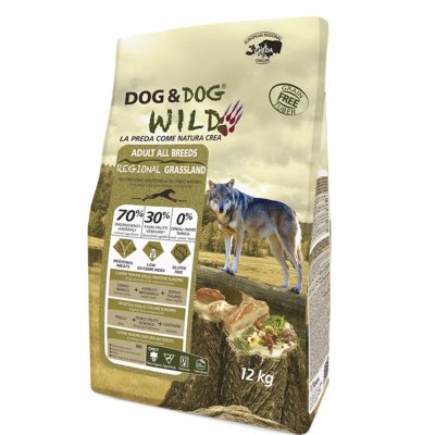 Dog & Dog Wild Regional Grassland Сухой корм для собак, с мясом кабана, ягненка и буйвола, 12 кг