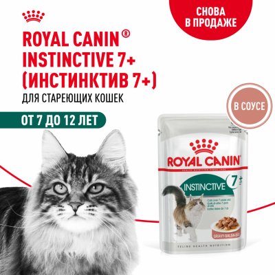 Консервы, паучи Royal Canin паучи Паучи для кошек 7-12 лет, кусочки в соусе,  Instinctive 7+ (28 шт)