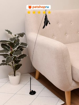 Дразнилки PETSHOP Игрушка для кошек дразнилка с перьями на присоске "Феникс", 30 см (30 см)