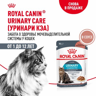 Консервы, паучи Royal Canin паучи Кусочки в соусе для кошек при профилактике МКБ, Urinary care (Уринари Кеа), 28 шт (28 шт)