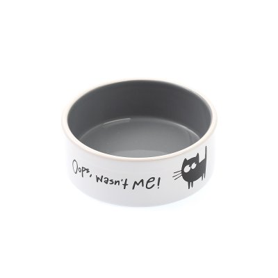 Petmax Миска керамическая для кошек Черный кот, 300 мл, диаметр 13 см, черная