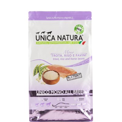 UNICA Natura Mono All Breed Сухой корм для собак всех пород, с форелью, 2,5 кг