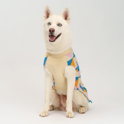 Petmax Свитер с ромбами для собак, 4XL, бело-синий