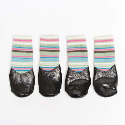 Petmax Носки с полосками и прорезиненной подошвой для собак, M, зеленые