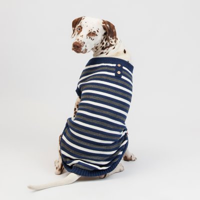 Petmax Свитер в полоску для собак, 4XL, синий (унисекс)