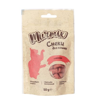 Murmix Лакомство Снеки с лососем для кошек, 50 гр.