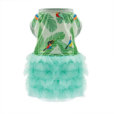 RURRI Платье для собак Птицы XL зеленый (девочка)