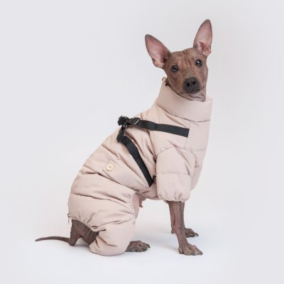 RURRI Комбинезон на замке со шлейкой для собак, XL, серый