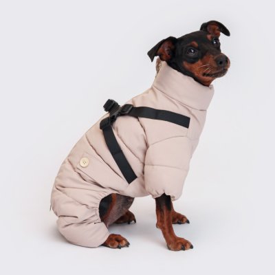 RURRI Комбинезон на замке со шлейкой для собак, L, серый