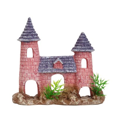Aquafantasy Украшение для аквариума Замок розовый с башенками, 11,3х4х10,4 см