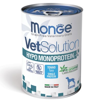 Корм для собак Monge VetSolution Dog Hypo Monoprotein Tuna при пищ.непереносимости, тунец банка 400г