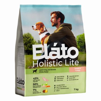 Корм для собак Elato Holistic Lite для привередливых, кролик с индейкой сух. 7кг