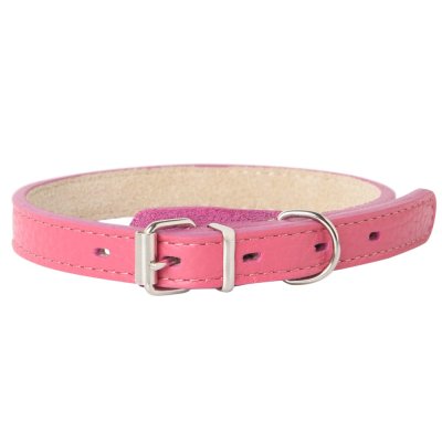 Ошейник для собак Mr.Kranch из натуральной кожи прямой, розовый 20-25см