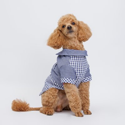 Petmax Рубашка в клетку для кошек и собак, S, синяя