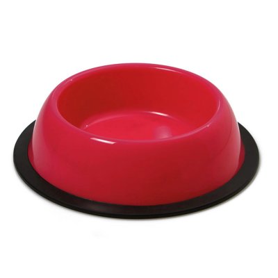 Georplast Миска пластиковая с резиновым основанием для кошек и собак, 16,5 см, красная