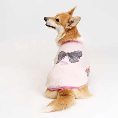 RURRI Футболка с бабочкой для собак, 3XL, розовая
