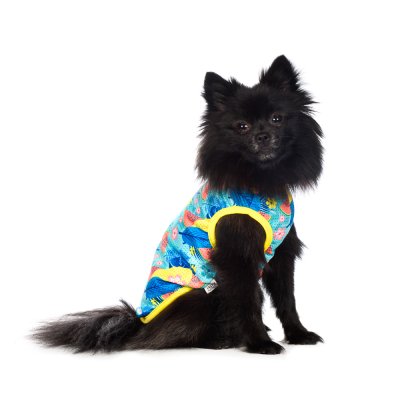 RURRI Футболка для собак с цветами L бирюзовый (унисекс)