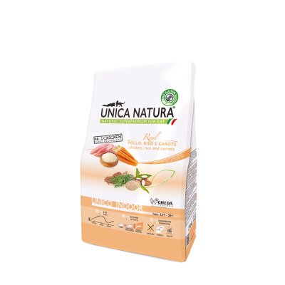 UNICA Natura Indoor Сухой корм для кошек, с курицей, морковью и рисом, 350 гр.