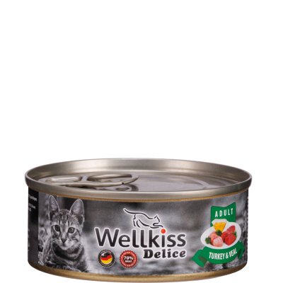 Wellkiss Delice Влажный корм (консервы) для кошек, индейка и телятина, 100 гр.