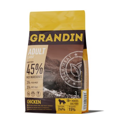 Grandin Fresh Meat Сухой корм для собак крупных и гигантских пород с курицей,3 кг