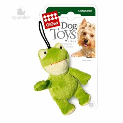Звери, птицы, еда GiGwi Игрушка "Лягушка" с пищалкой, ткань/пластик (50 г)