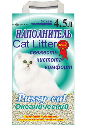 Наполнители Pussy-Cat Впитывающий "Океанический" наполнитель, 4,5л (2.6 кг)