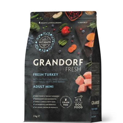 Grandorf Fresh Adult Mini Сухой корм для собак мелких пород, с индейкой и бататом, 3 кг