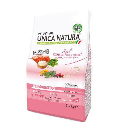 UNICA Natura Сухой корм для собак крупных пород, с лососем и рисом, 2,5 кг