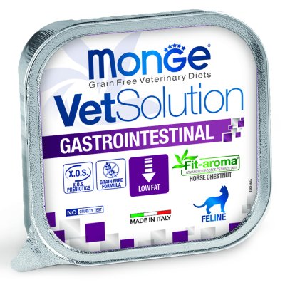 Корм для кошек Monge VetSolution Gastrointestinal при заболеваниях ЖКТ ламист. 100г